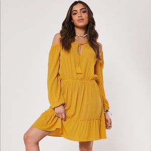 Off The Shoulder Flowy Yellow Dress